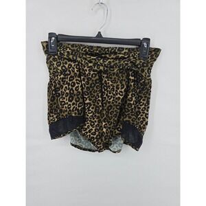 LINC Live Move Explore Leopard Print‎ High Waist Athletic Shorts Brown Black M